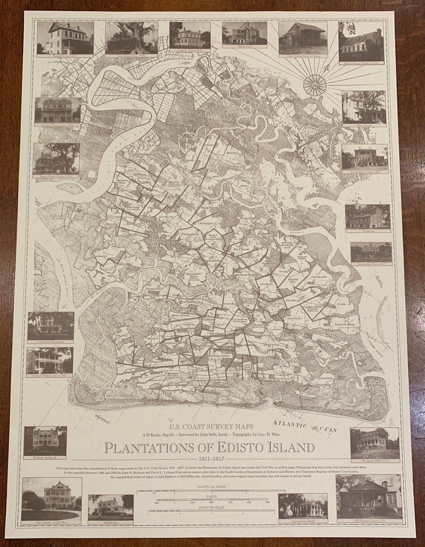 Edisto Island 1850's Plantations Map in Two Sizes